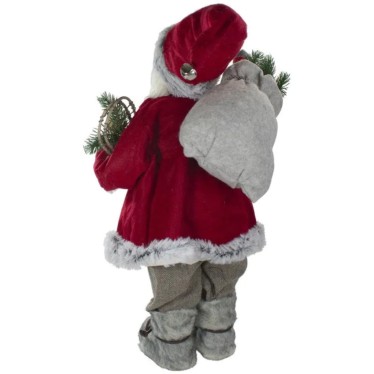 2' Standing Santa Christmas Figurine Carrying Snow Shoes and Presents