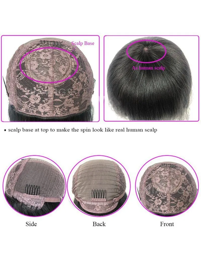 #27 Highlight Bob Straight Wig With Bangs Human Hair Scalp Top None Lace Wigs