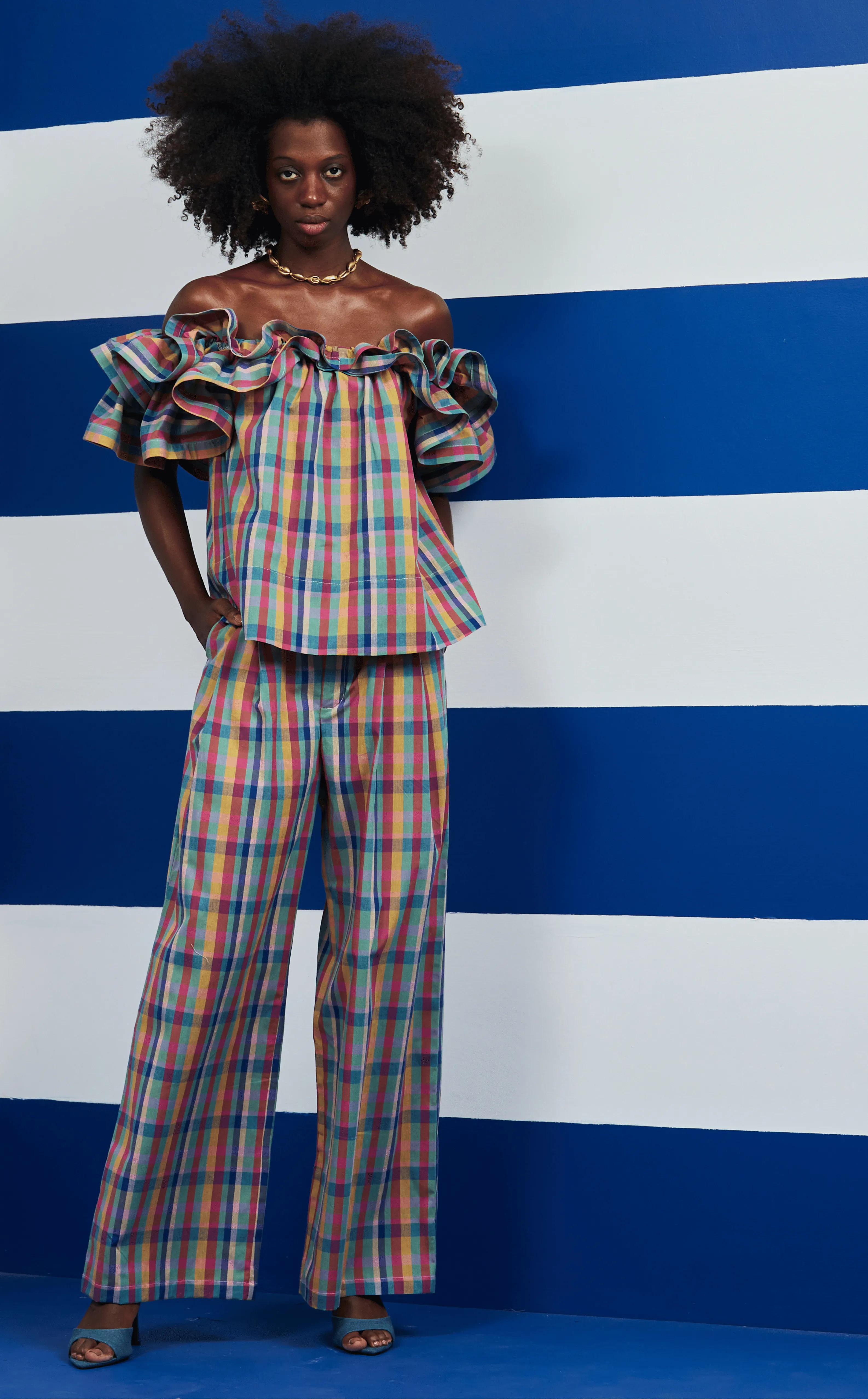 ANDORA TOP - PINK CHECKERED