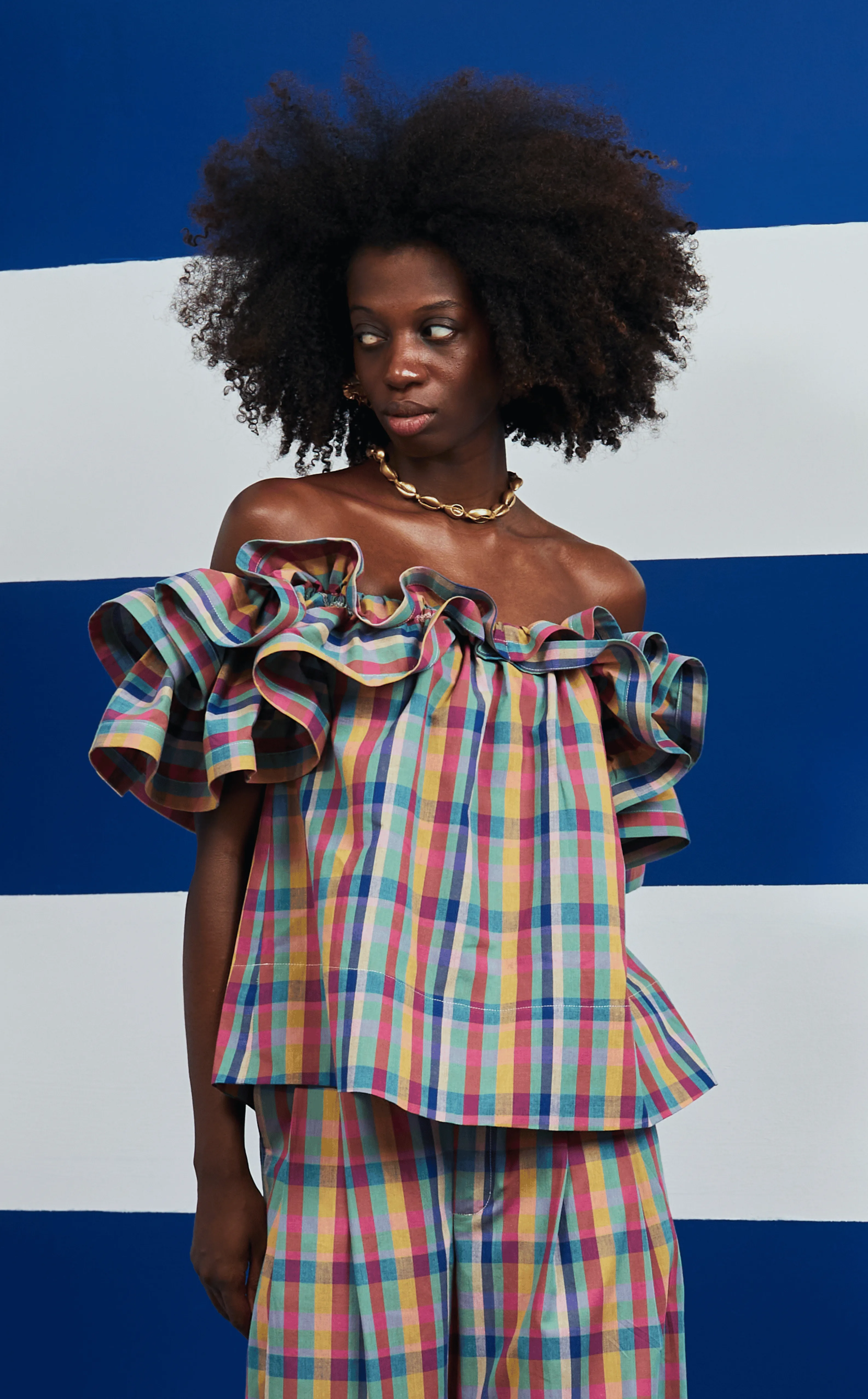 ANDORA TOP - PINK CHECKERED