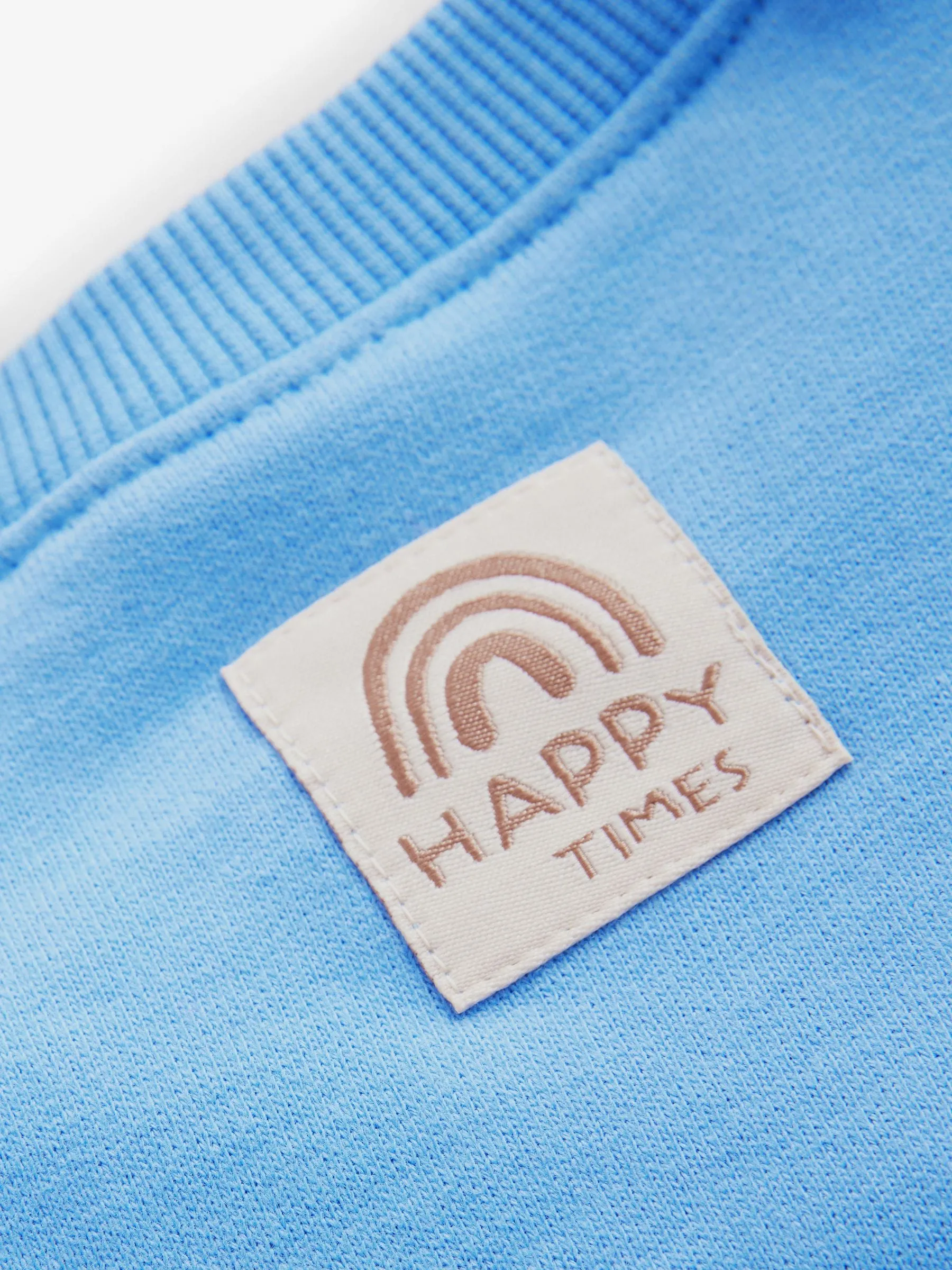 Blue Cat Sweatshirt and Printed 100% Cotton Wide Leg Joggers Set (3mths-7yrs)