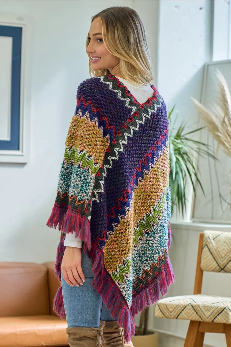 Boho Southwest Sweater Poncho