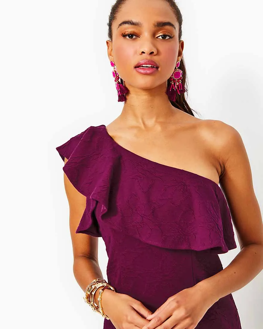 Bordeaux One Shoulder Dress