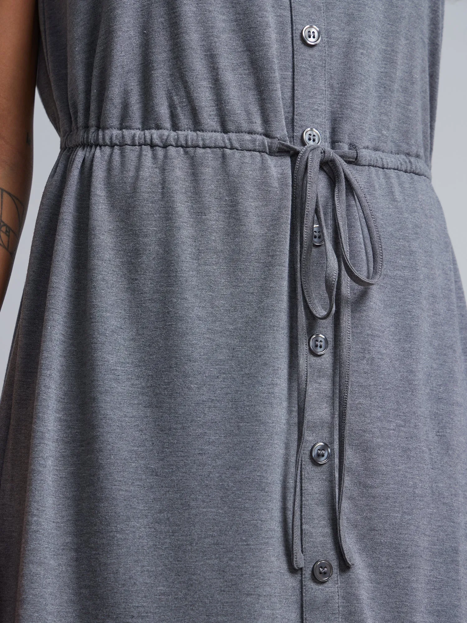 Button-Front Knit Shift Dress