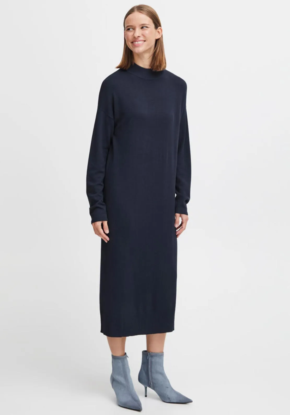 B.Young Morla Knit Midi Dress, Navy