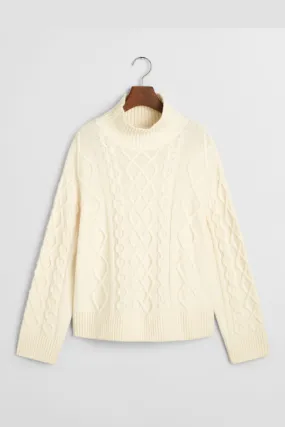 Cable Knit Stand Collar Jumper