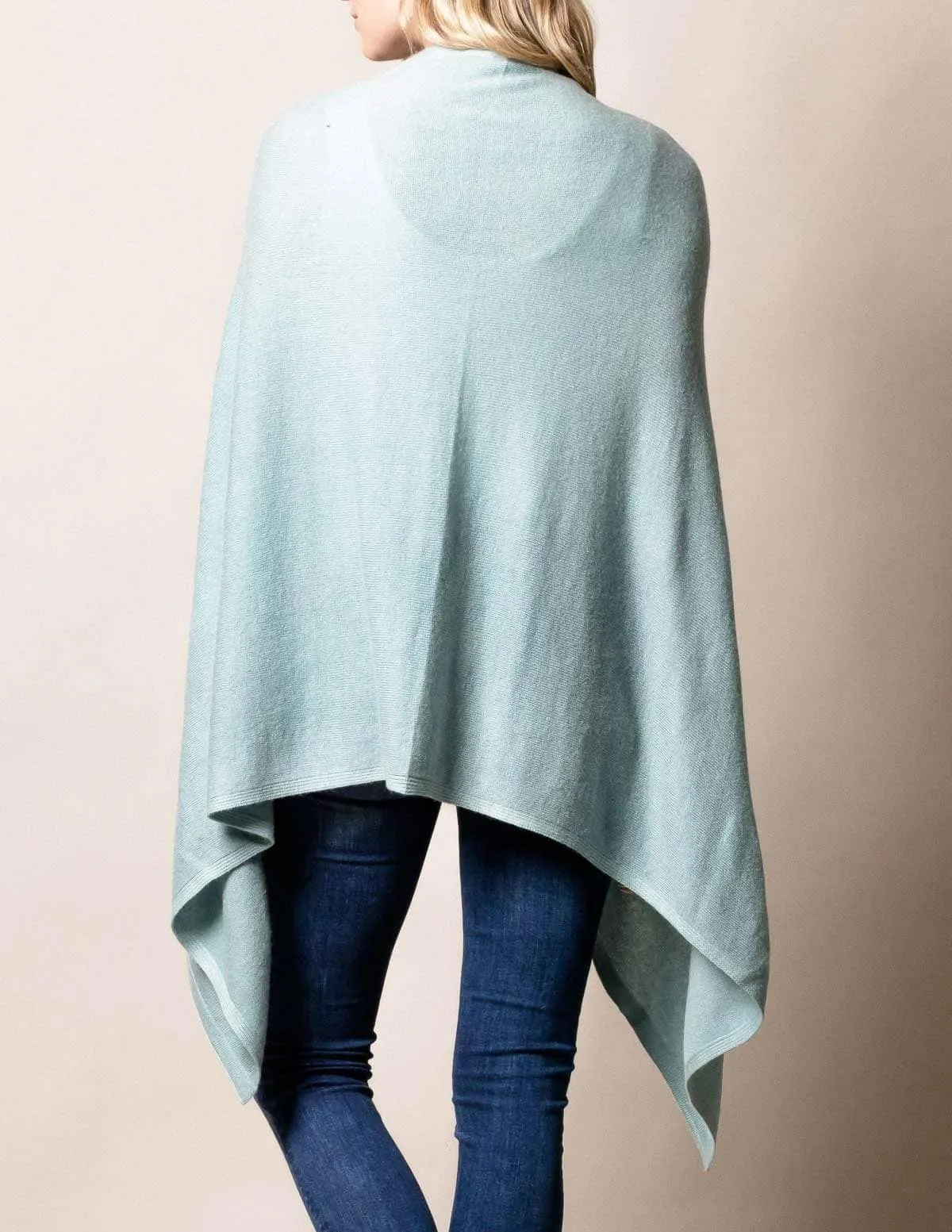 Cashmere & Wool Poncho - Sea