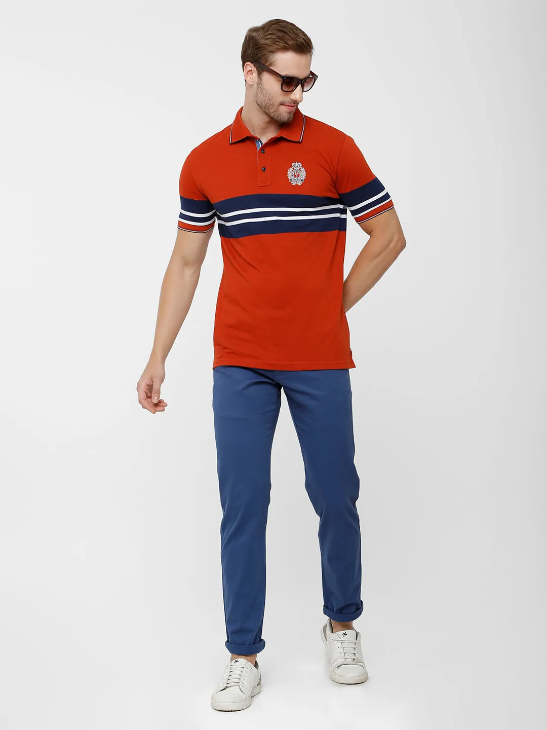 Classic Polo Mens Solid Moderate Fit Lt. Navy Trousers - Ares Lt. navy