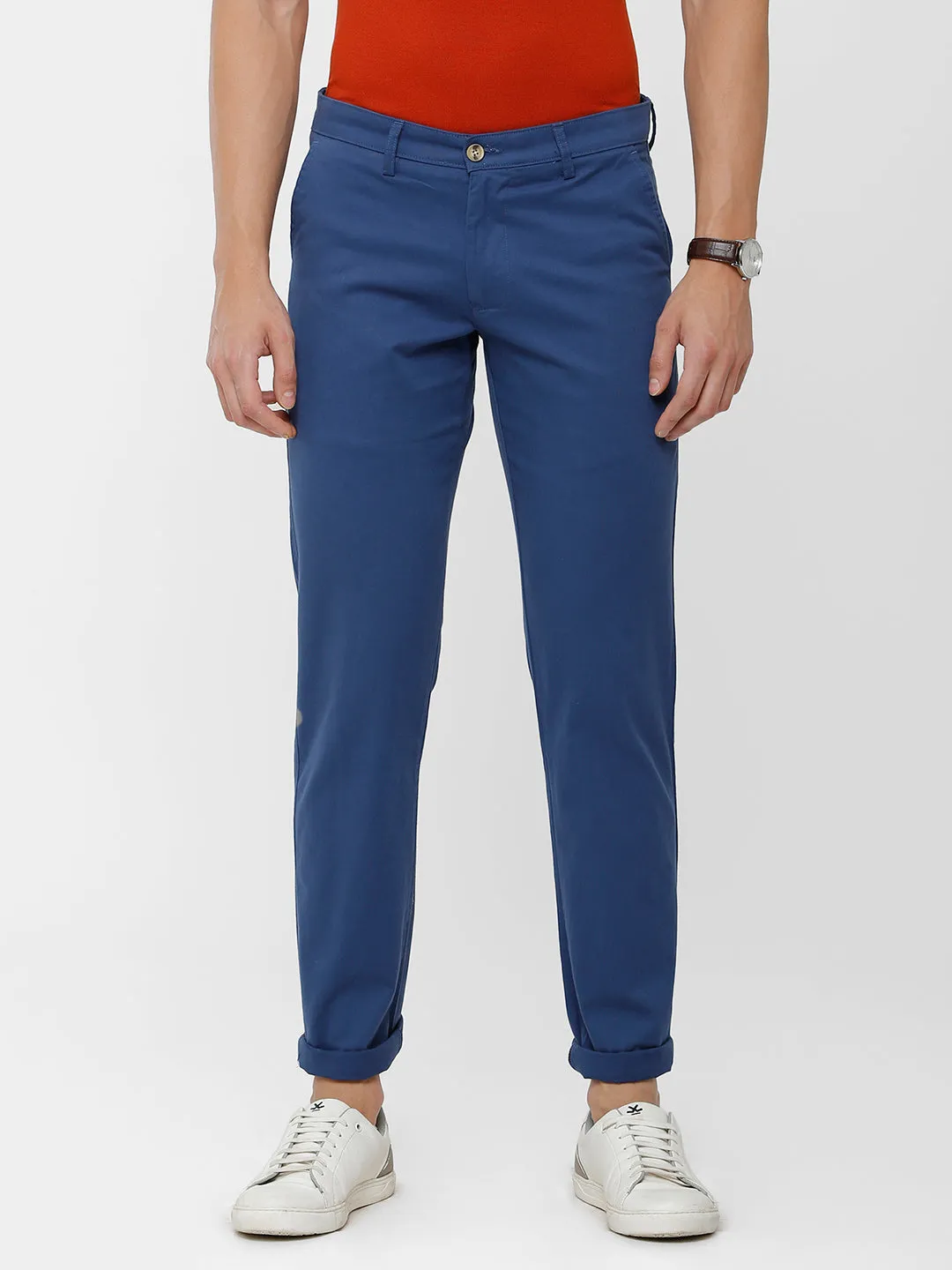 Classic Polo Mens Solid Moderate Fit Lt. Navy Trousers - Ares Lt. navy