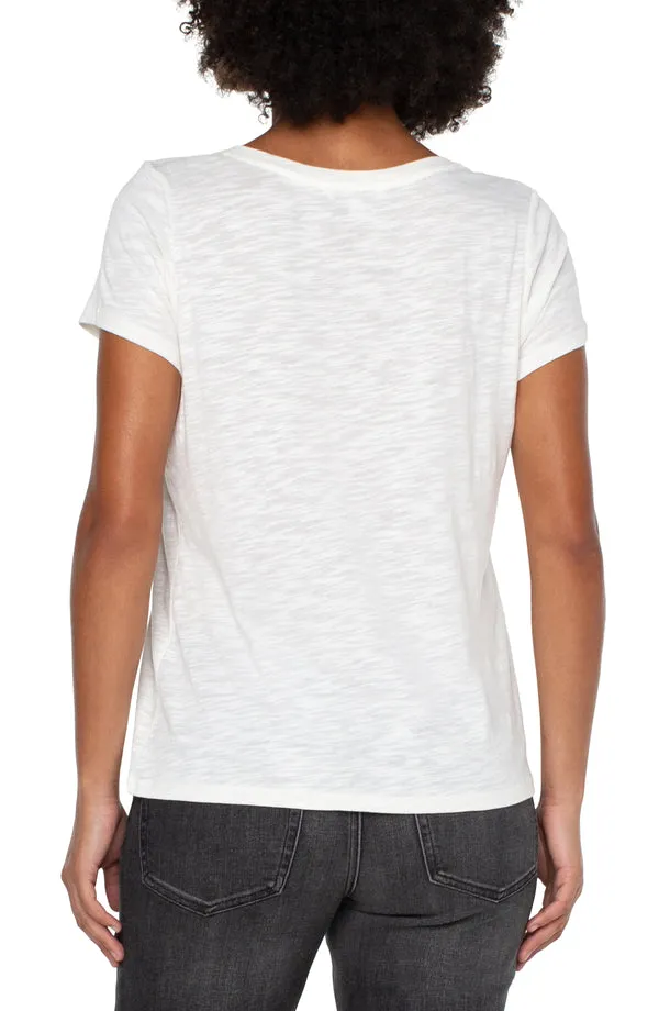 Classic V Neck Knit Tee - Vintage White
