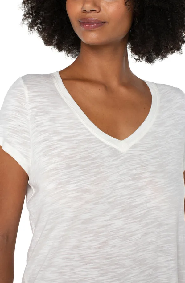 Classic V Neck Knit Tee - Vintage White