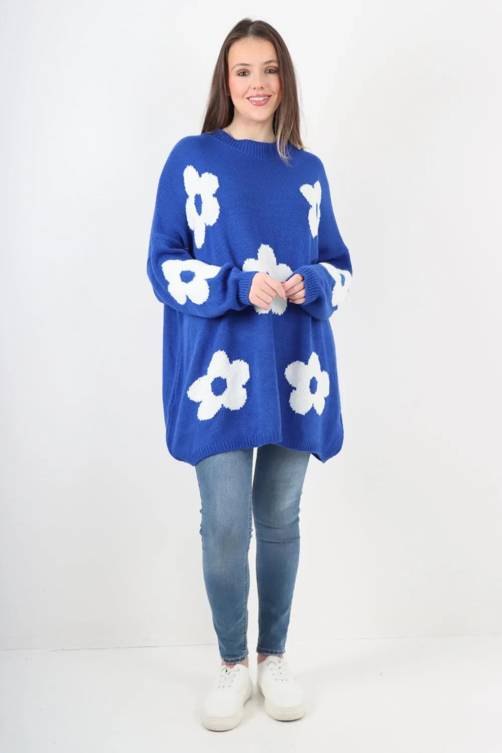 Ditsy Floral Oversized Knitted Jumper Top
