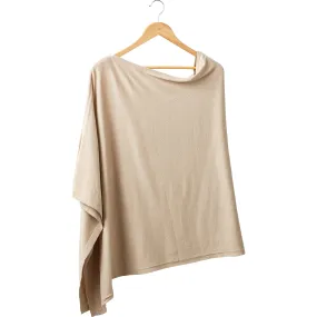 Elegant Solid Cotton Poncho - Beige
