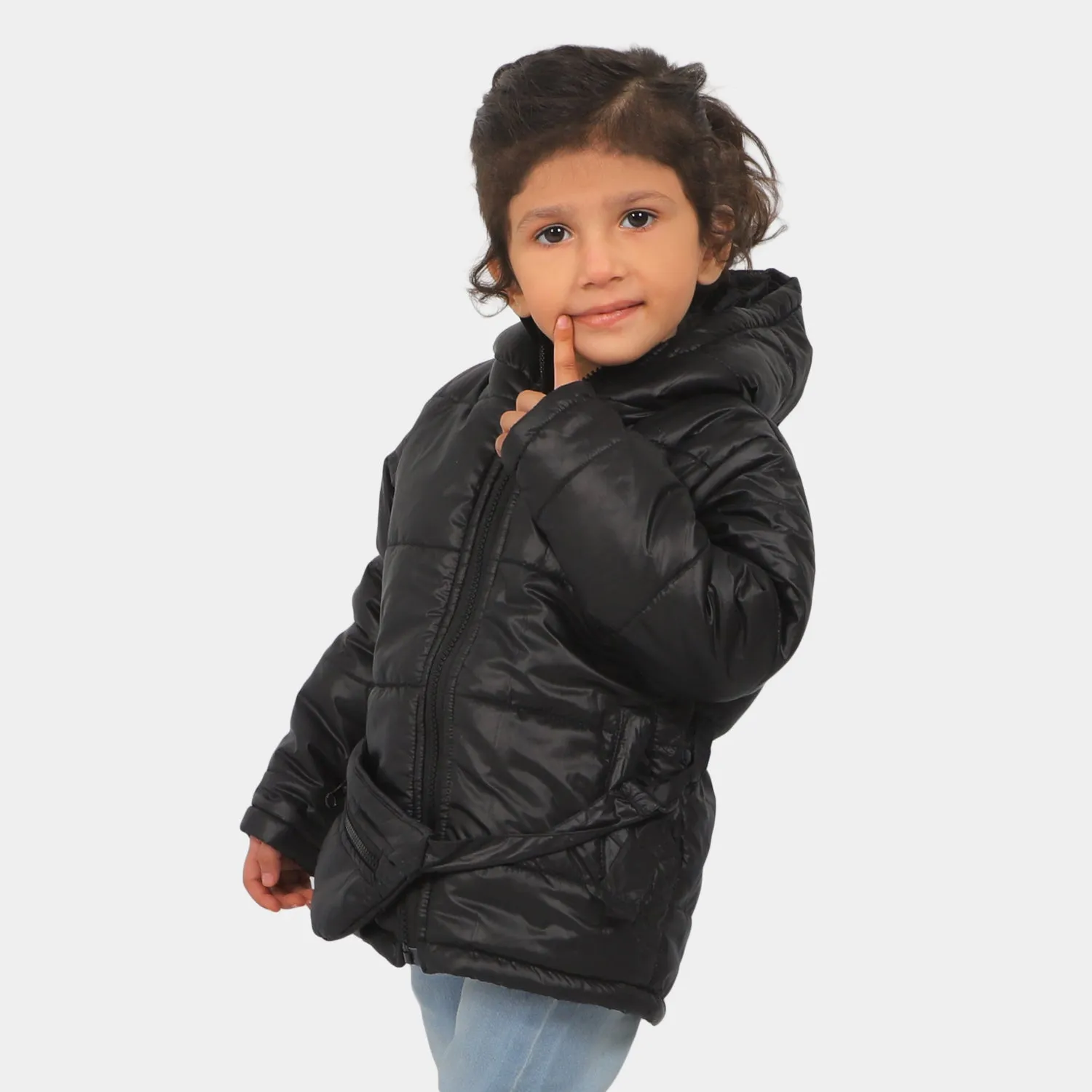 Girls Puffer Jacket Moon Less - BLACK