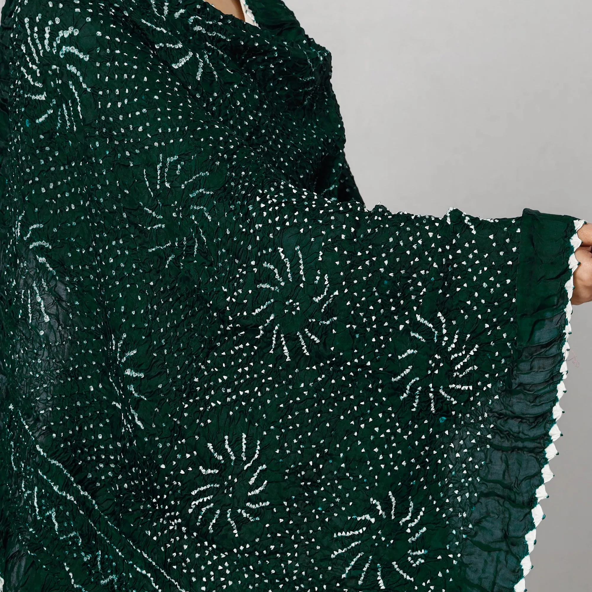 Green - Kutch Bandhani Tie-Dye Modal Silk Dupatta