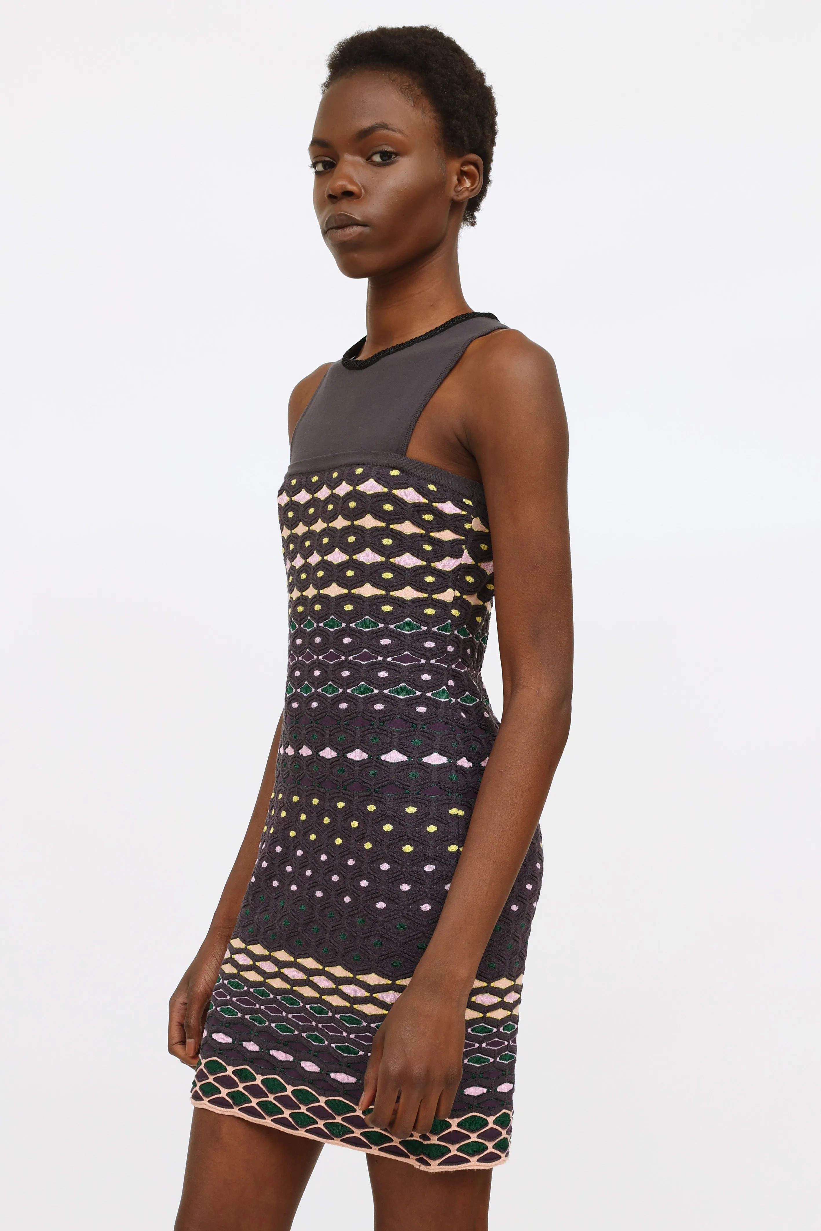 Grey Muticolored Knit Dress