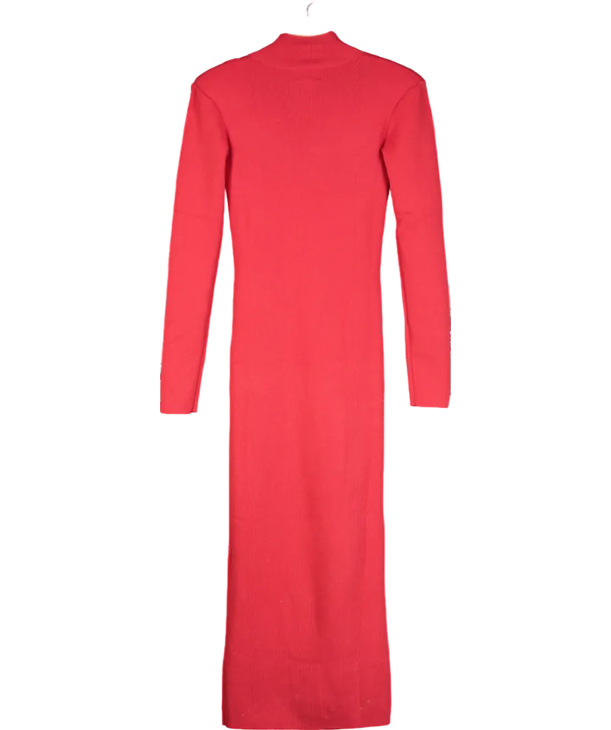 H&M Red Rib-knit Maxi Dress UK XS