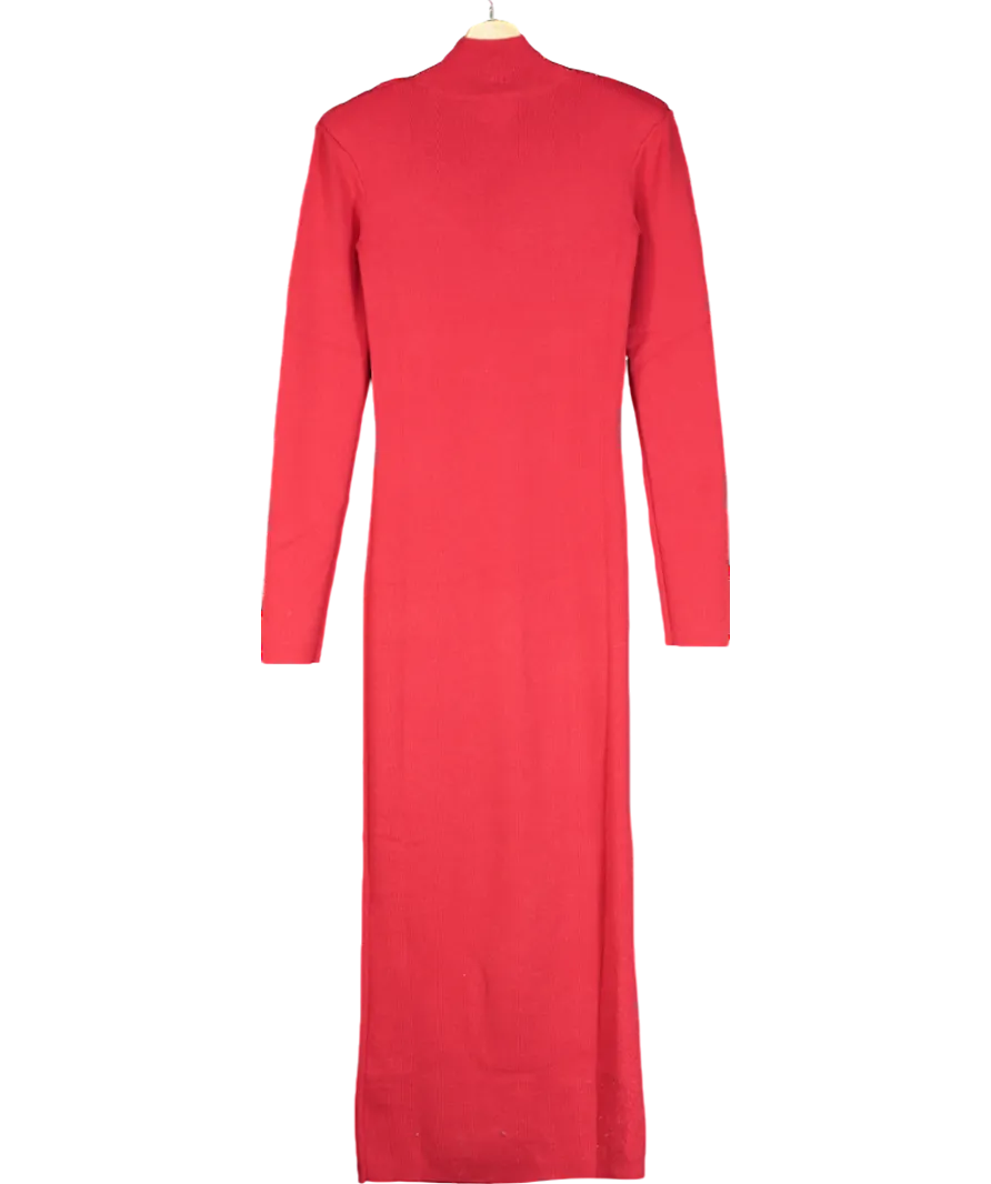 H&M Red Rib-knit Maxi Dress UK XS