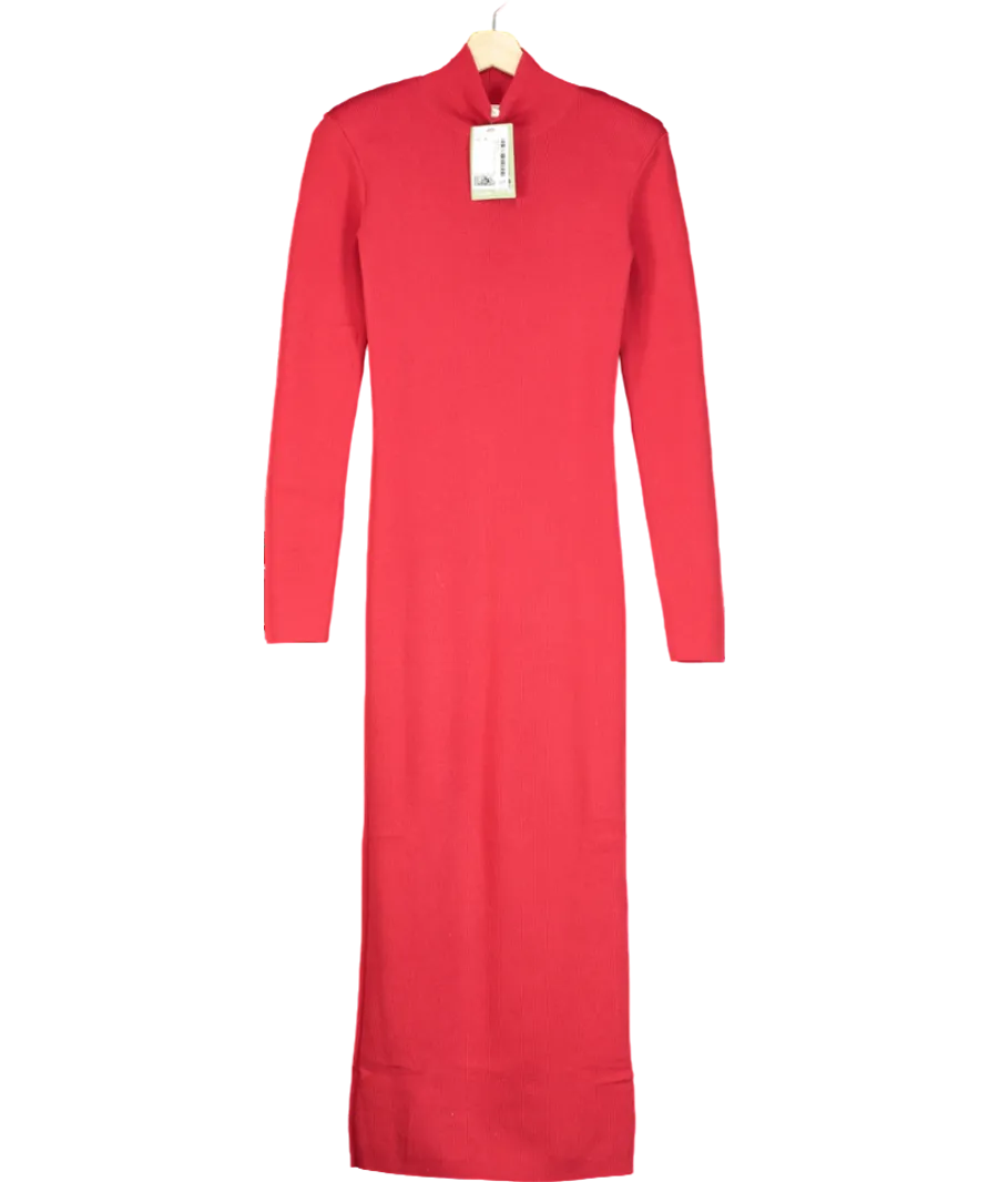 H&M Red Rib-knit Maxi Dress UK XS