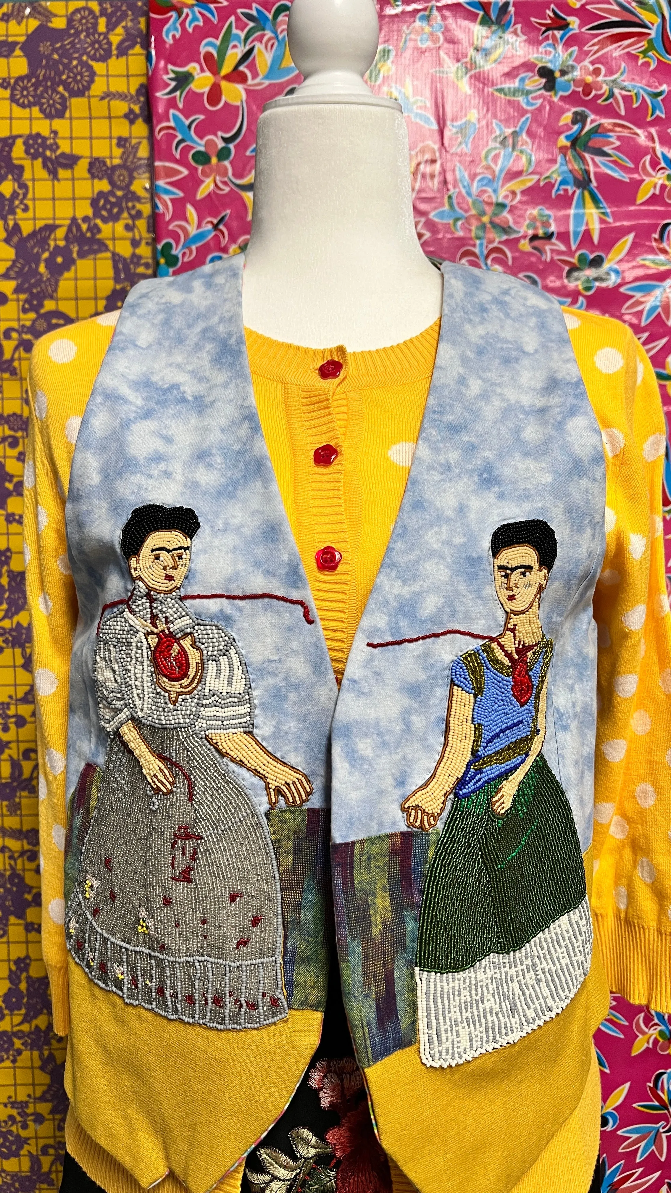 Hand beaded Two Fridas Vest