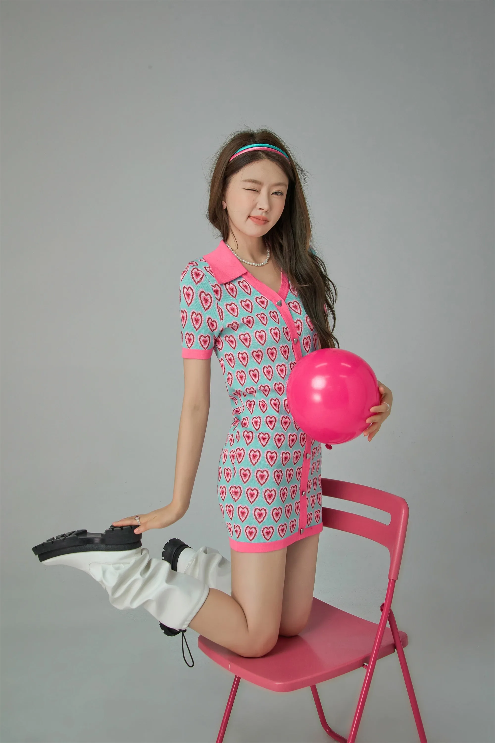 Hearts Buttoned Knit Mini Dress