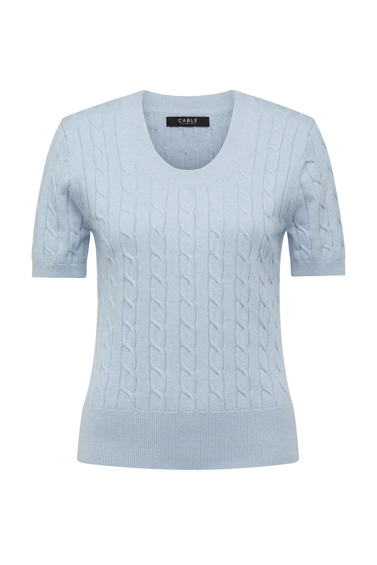 Heritage Cotton Cable Tee - Pale Blue