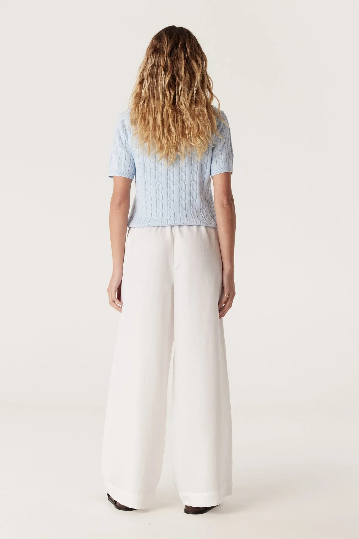 Heritage Cotton Cable Tee - Pale Blue