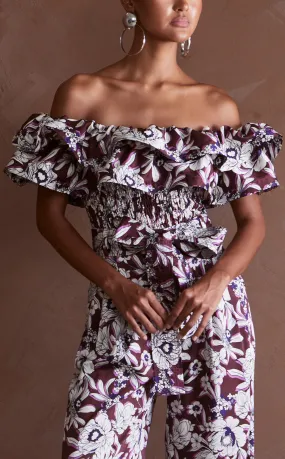 IBIZA TOP -  BROWN FLORAL
