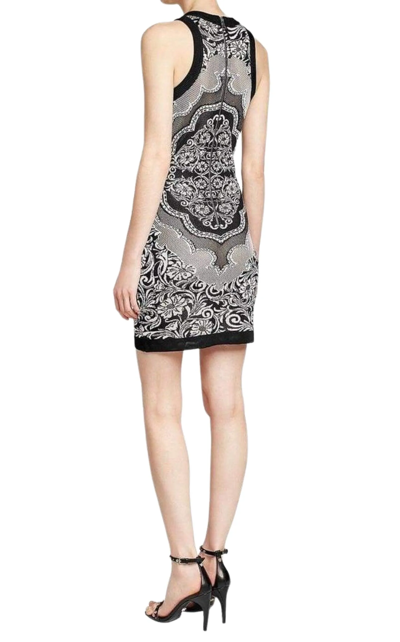Jacquard Lace Print Mini Dress