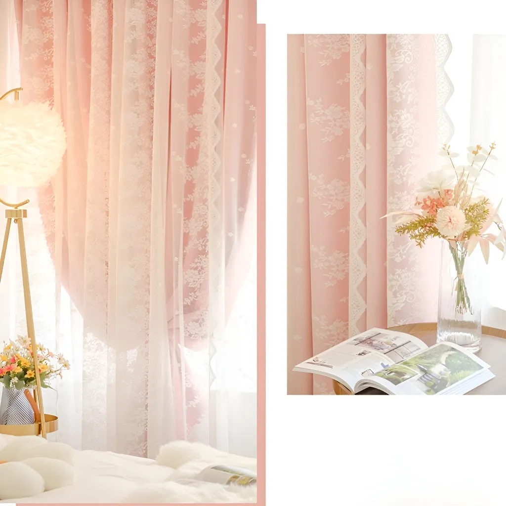 Kaylin Two-Layer Lace Soundproof Blackout Custom Curtain