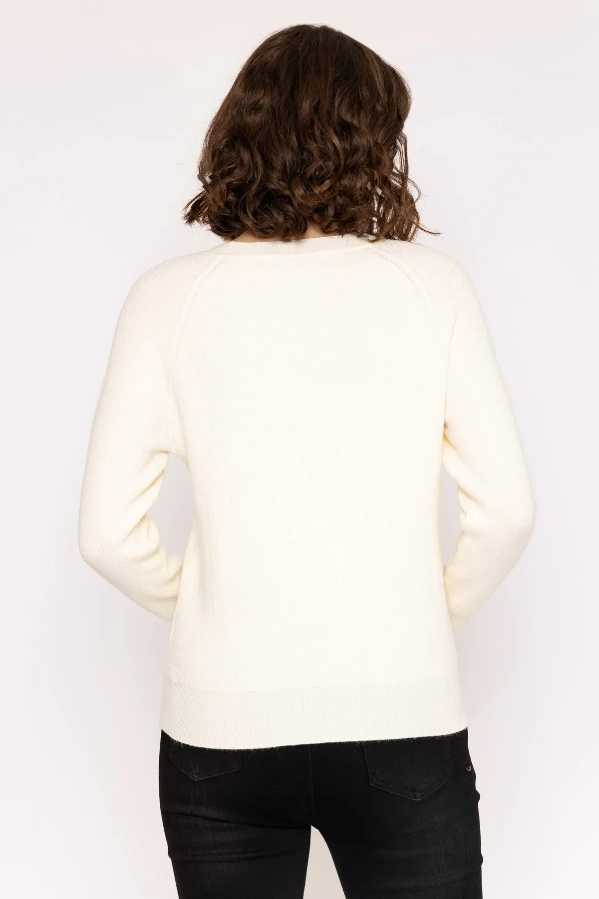 Long Sleeve Bow Knit Jumper in Ivory