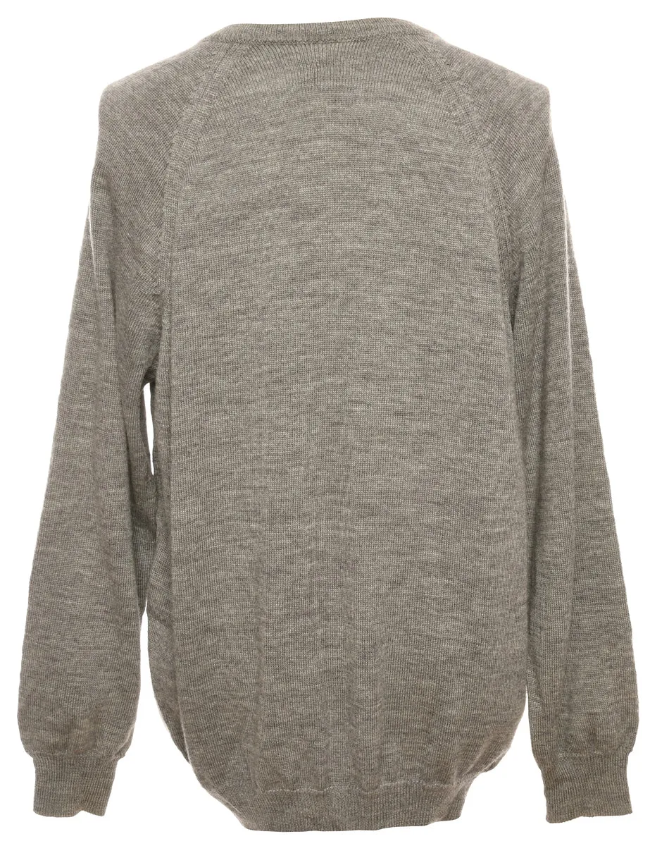 Long Sleeved Grey Knit Jumper - L