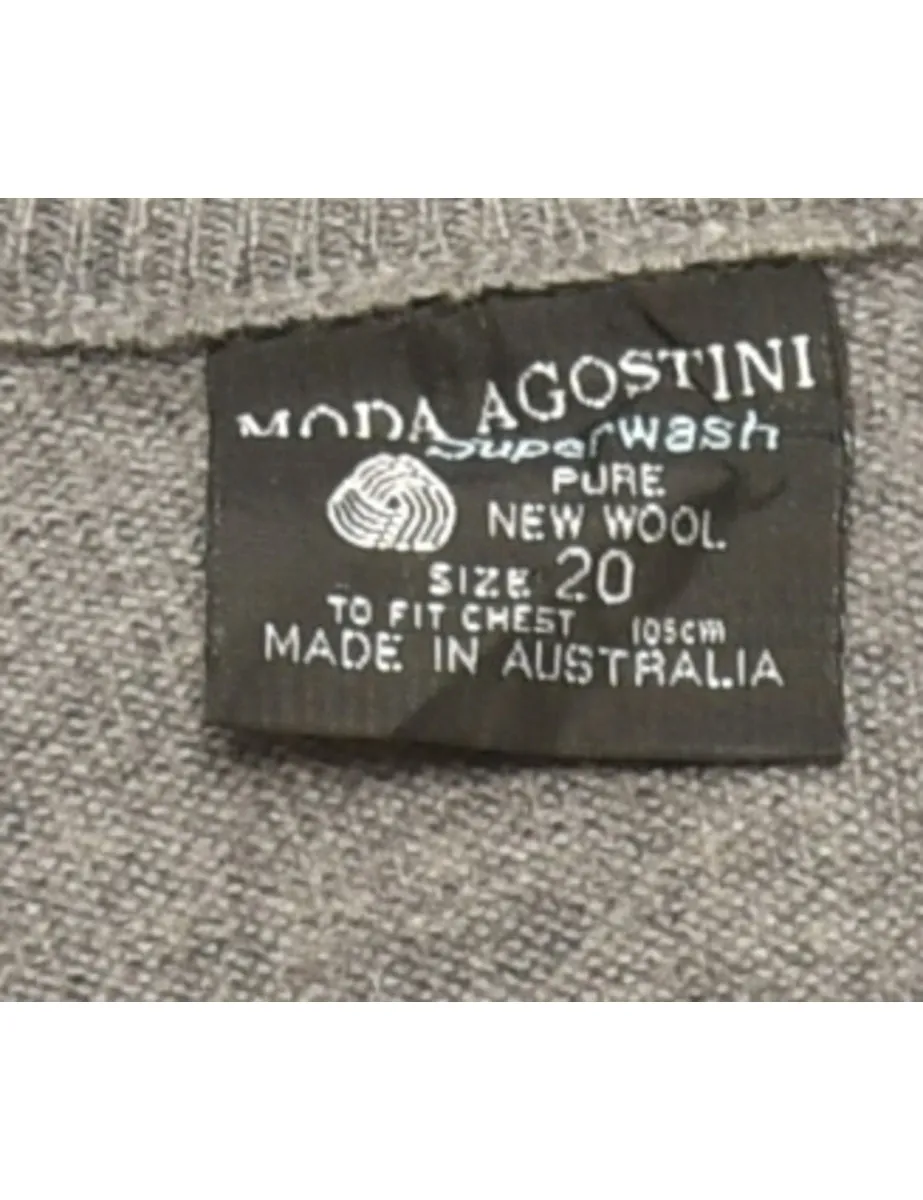 Long Sleeved Grey Knit Jumper - L
