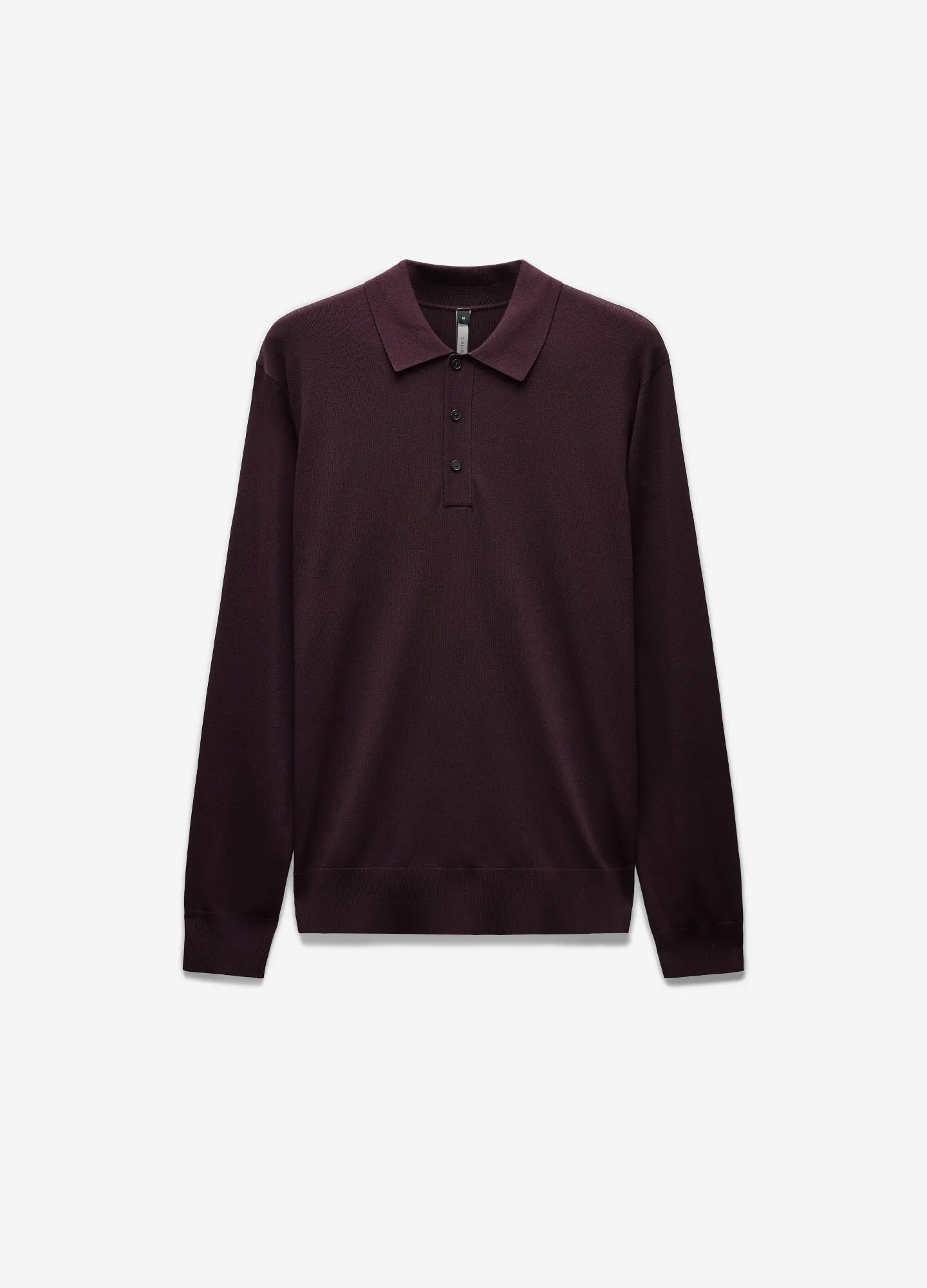 Long Sleeved Tech Knit Polo Aubergine