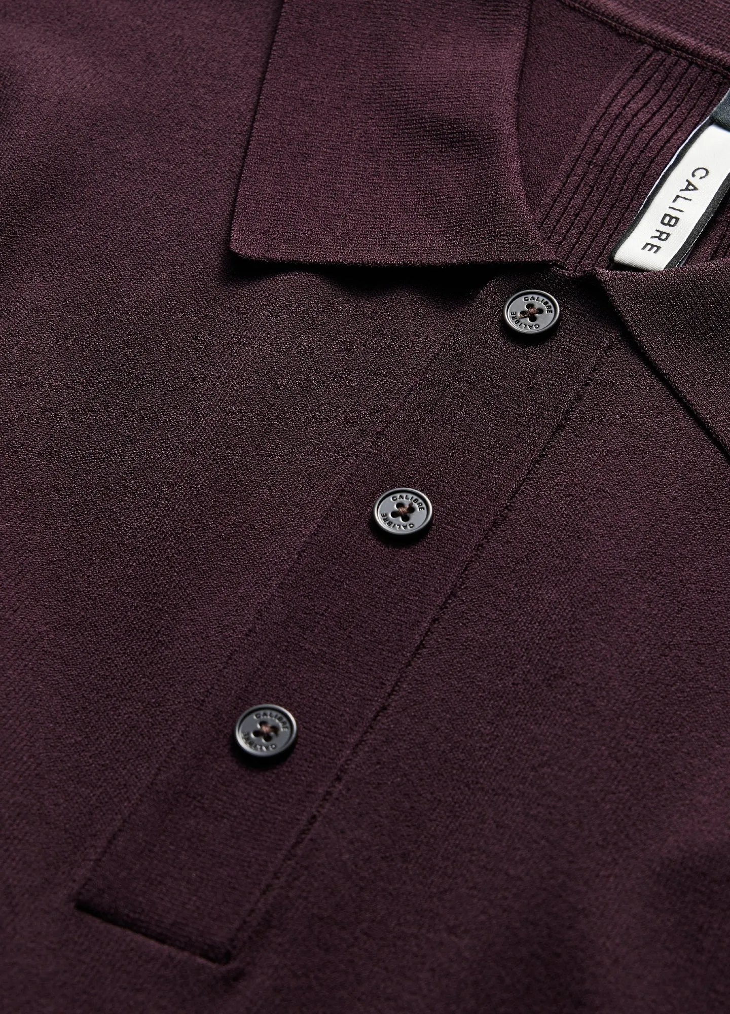 Long Sleeved Tech Knit Polo Aubergine