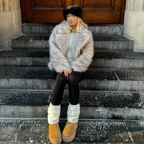 Luxury Gradient Faux Fur Jacket | Women’s Fluffy Winter Coat