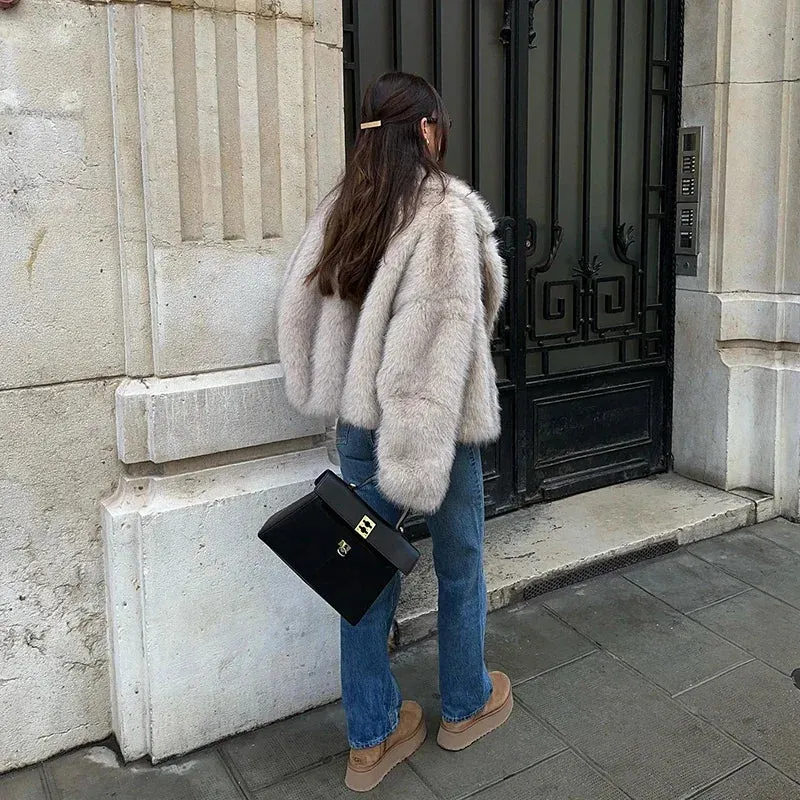 Luxury Gradient Faux Fur Jacket | Women’s Fluffy Winter Coat