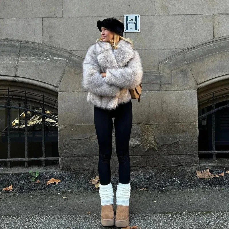 Luxury Gradient Faux Fur Jacket | Women’s Fluffy Winter Coat