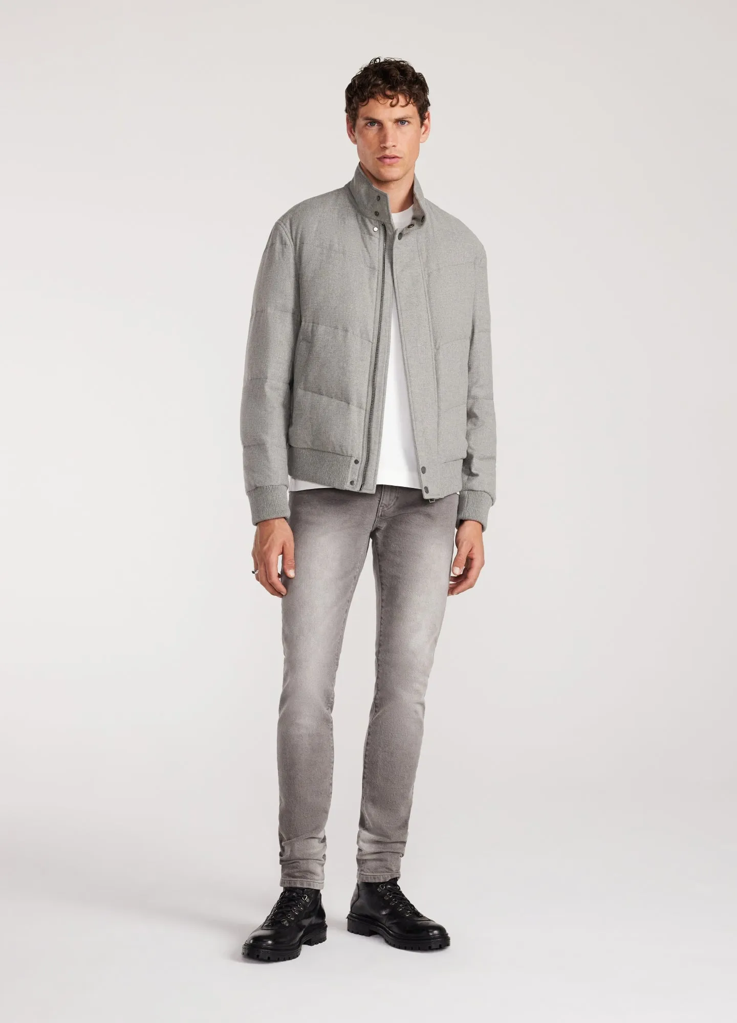 Melton Puffer Down Jacket Grey Marle
