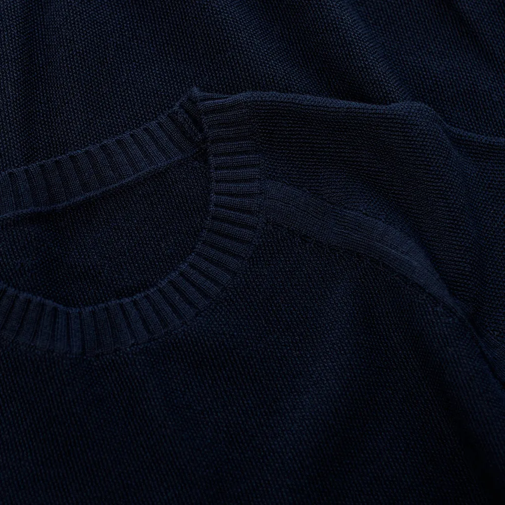 Mens Merino Moss Stitch Sweater (Navy/Denim)