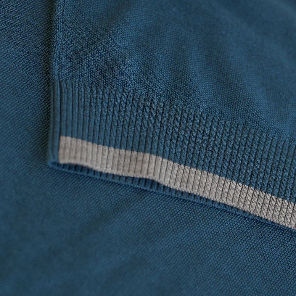 Mens Merino Moss Stitch Sweater (Petrol/Charcoal)