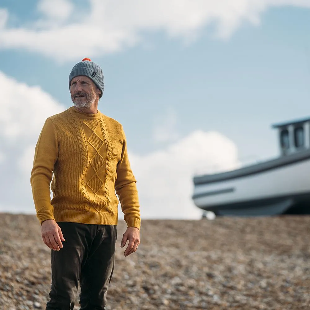 Merino Bobble Beanie (Charcoal/Orange)