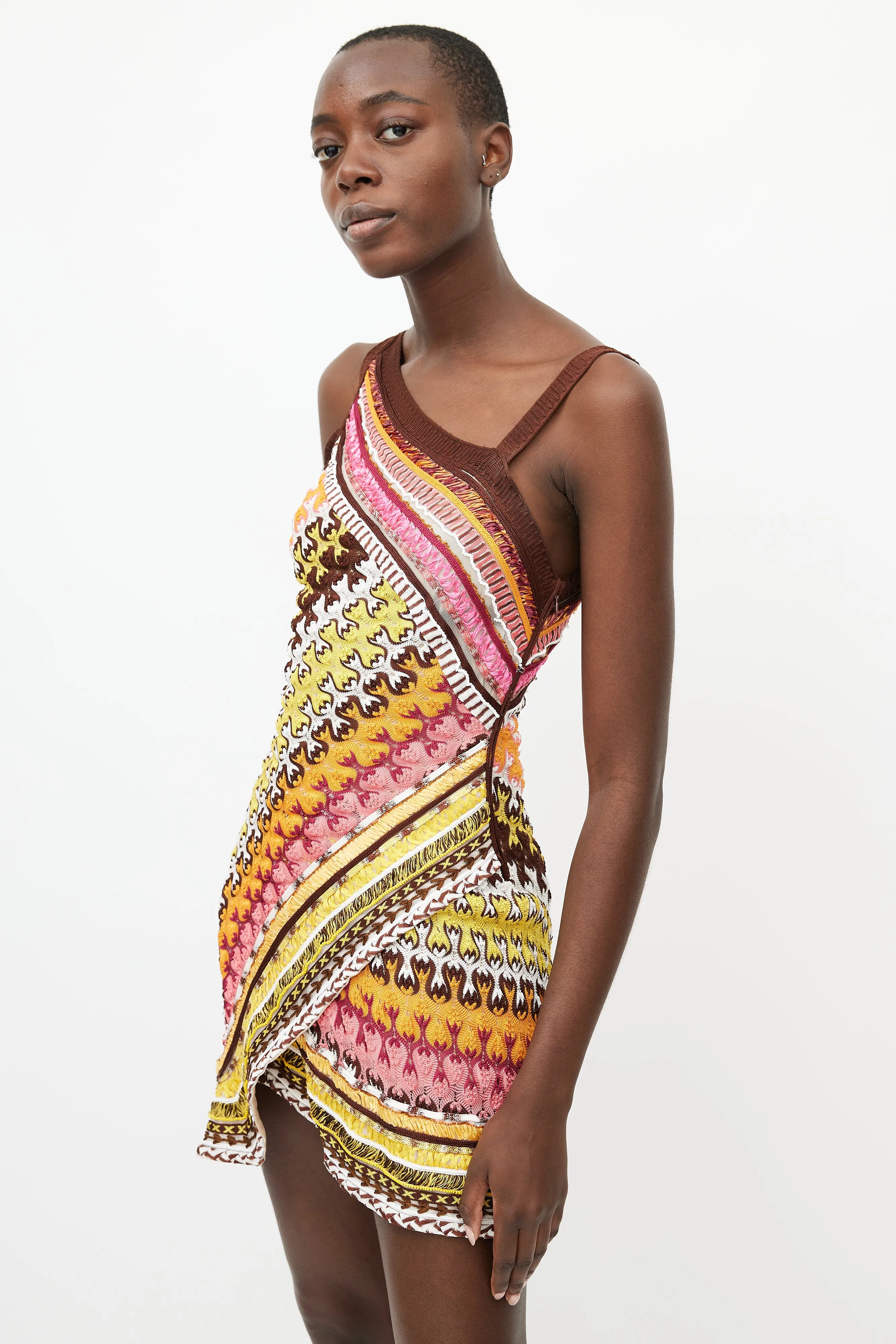 Multicolour Knit Asymmetrical Dress