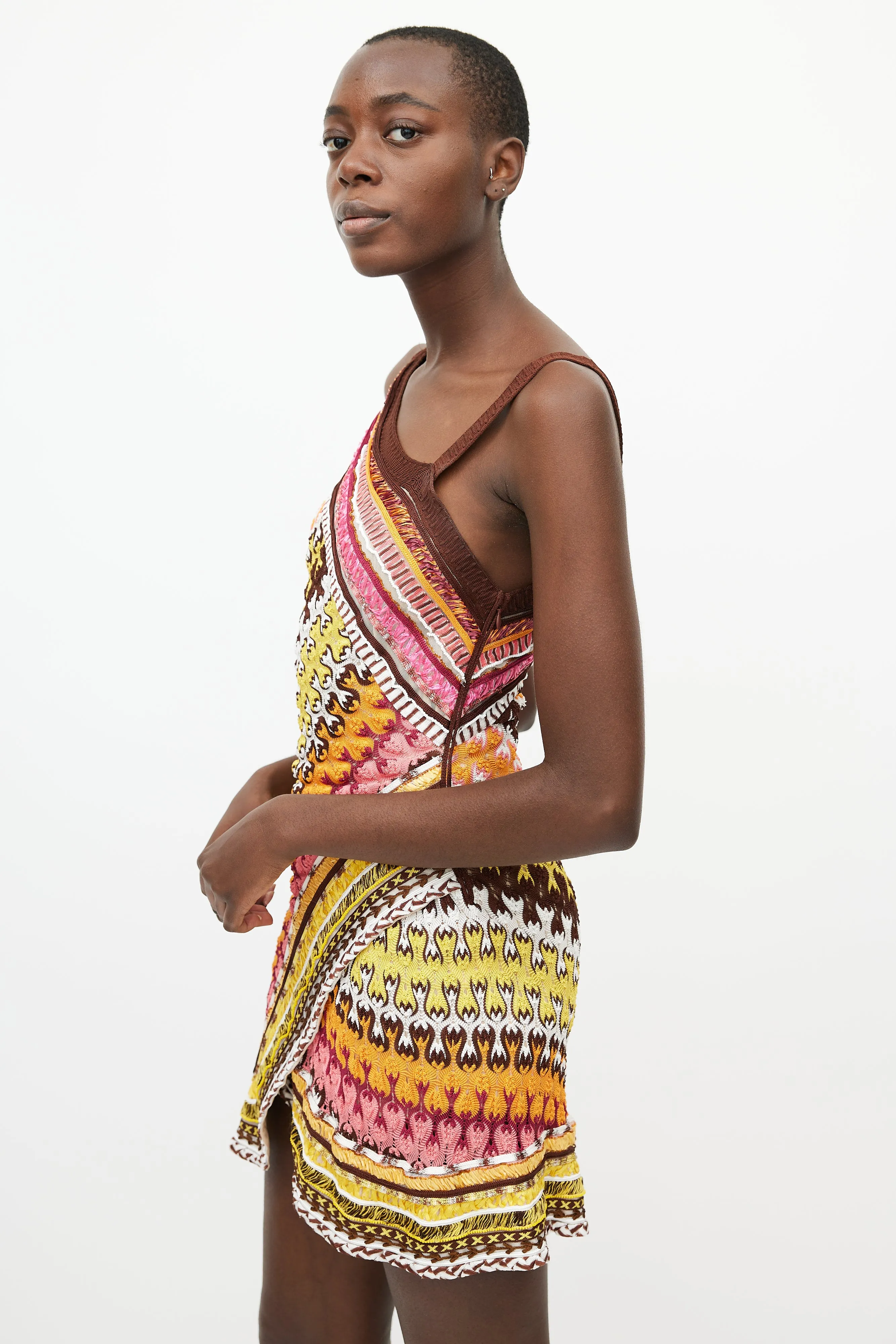 Multicolour Knit Asymmetrical Dress