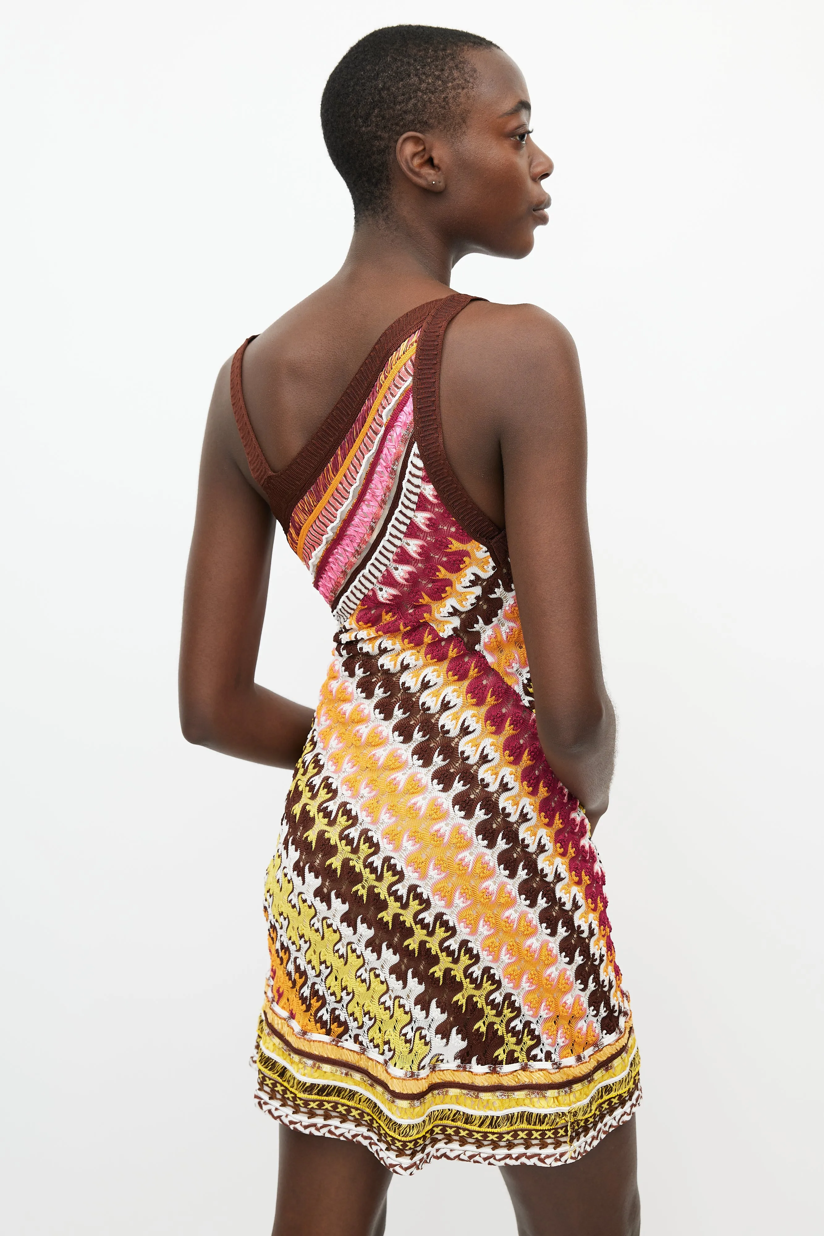 Multicolour Knit Asymmetrical Dress