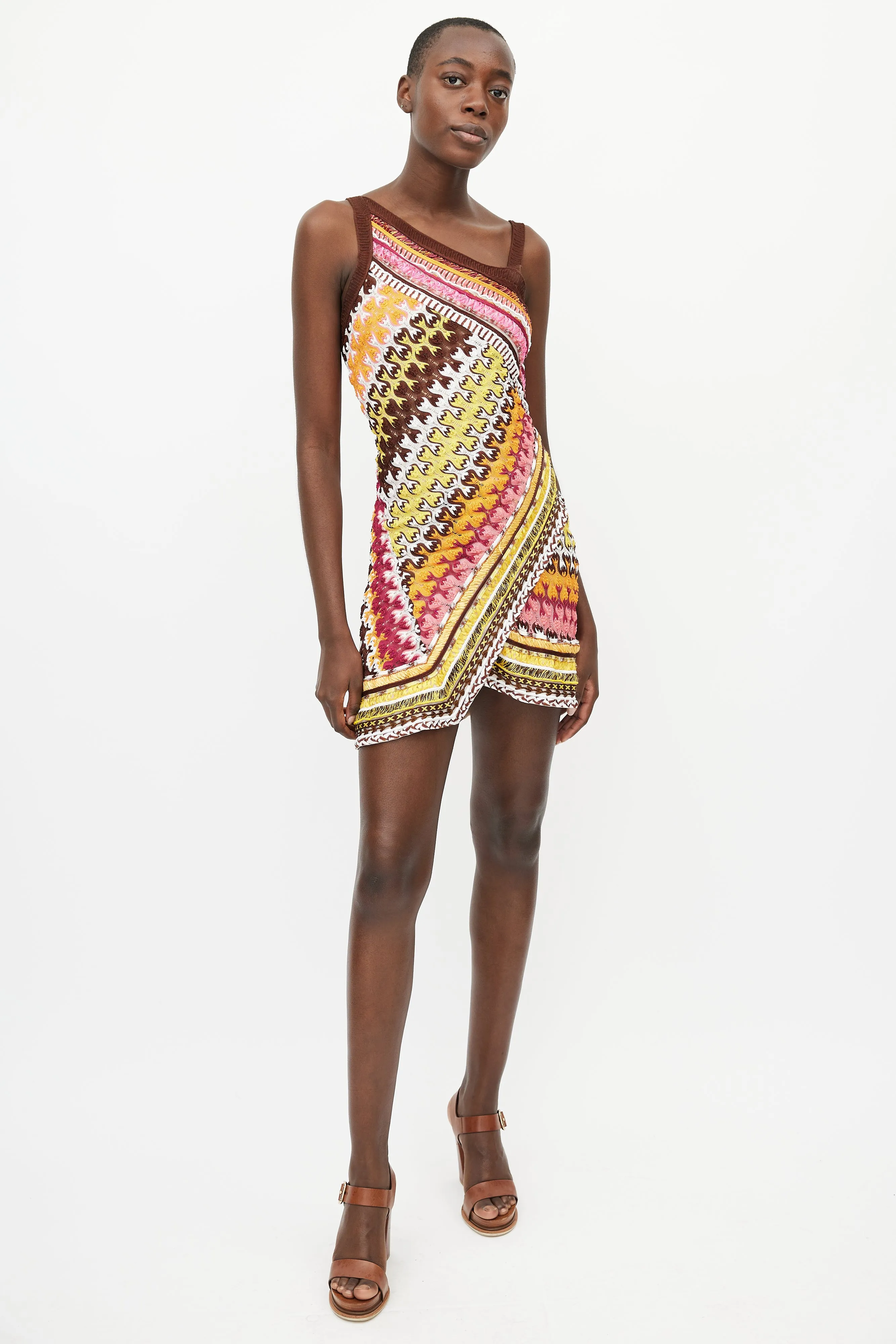 Multicolour Knit Asymmetrical Dress