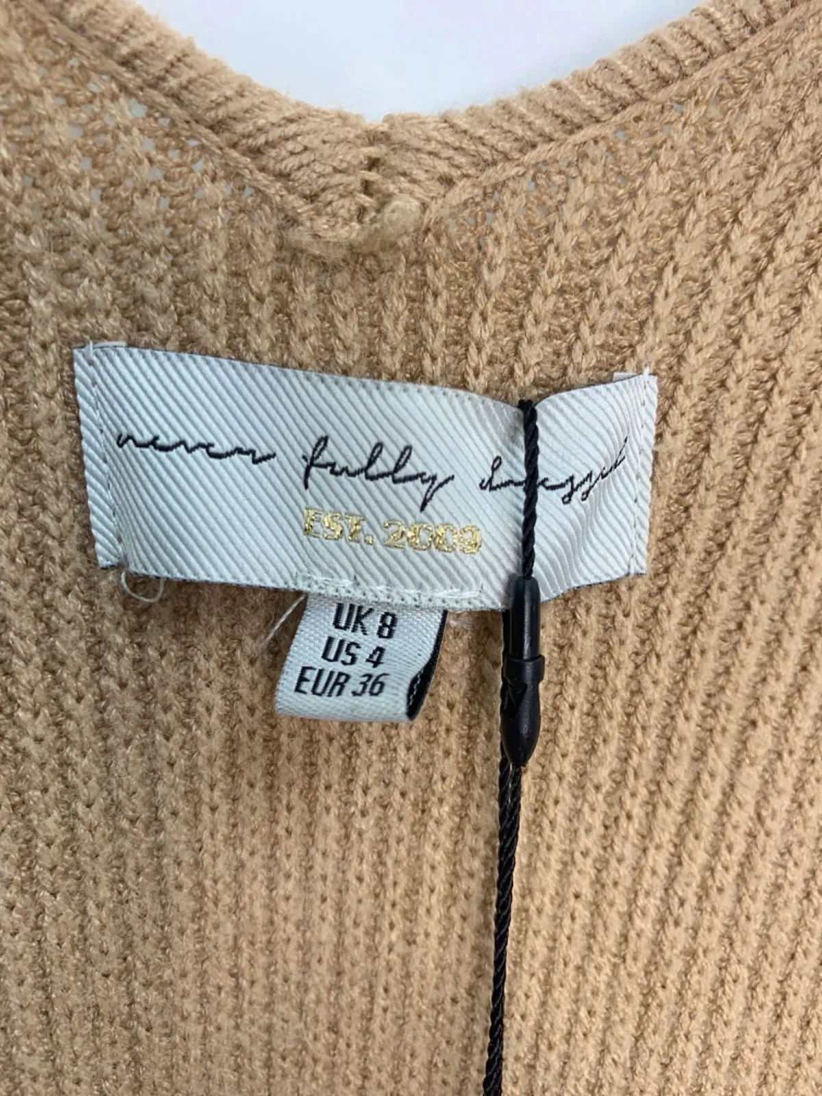 Never Fully Dressed Camel Cold Shoulder Knit Dress UK 8