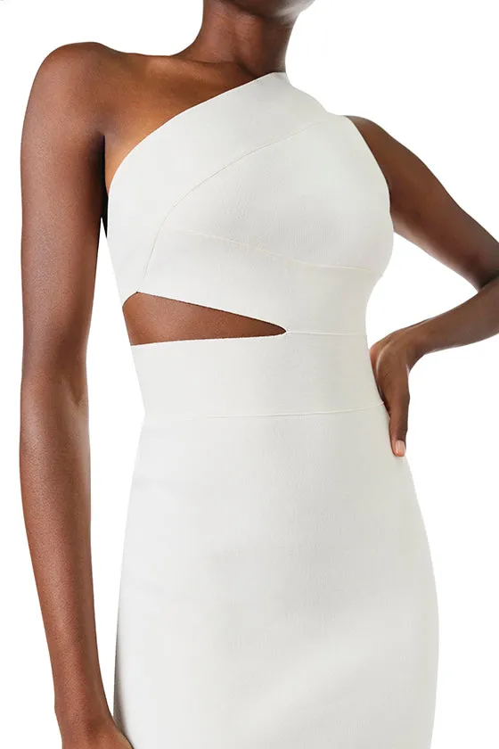 One Shoulder Knit Midi Dress