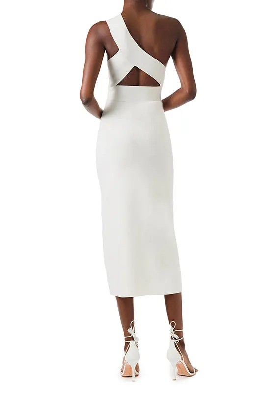 One Shoulder Knit Midi Dress