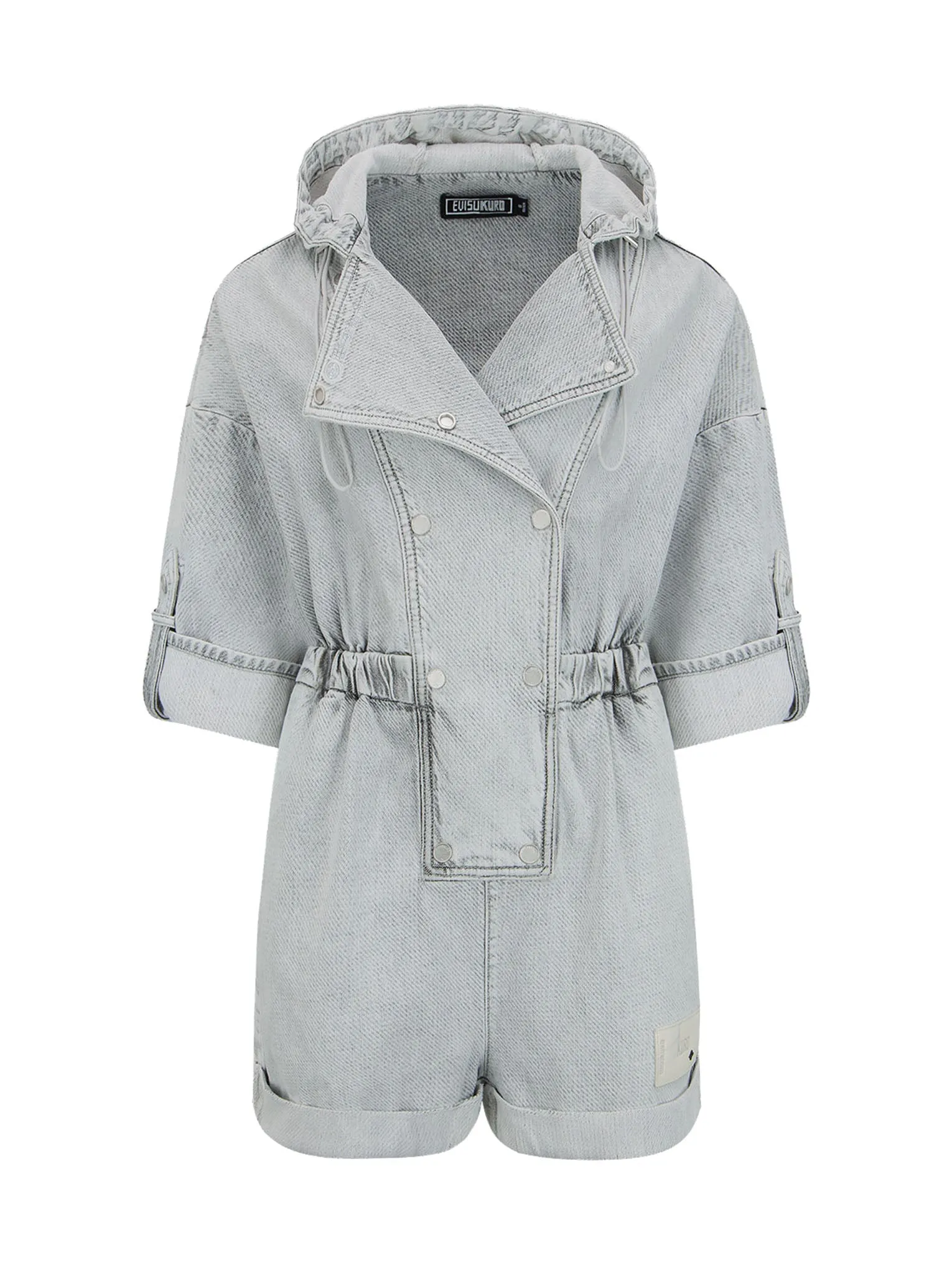 Open-Back Knit Denim Jumpsuit